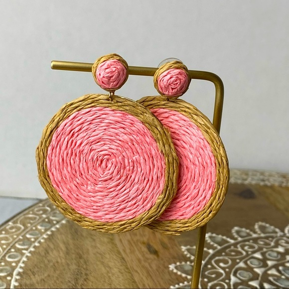 Two Tone Round Drop Earrings - Picture 1 of 4